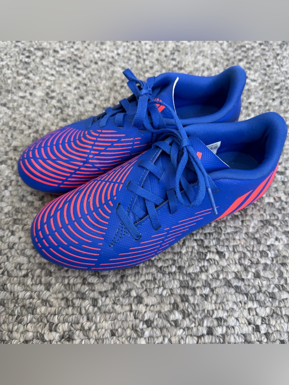 Adidas Predator blue orange lace up kids junior soccer cleats 3 - Picture 3 of 11